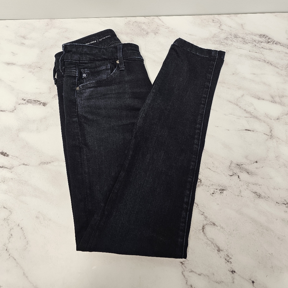 AG Adriano Goldschmied Farrah Ankle High Rise Skinny Dark Blue Jeans 27 Preowned - Picture 4 of 9